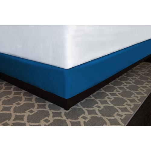 Designer Décor Box Spring QuickWrap, Polyester Shantung, Hotel King 9", 72x80x7-9", Navy Blue